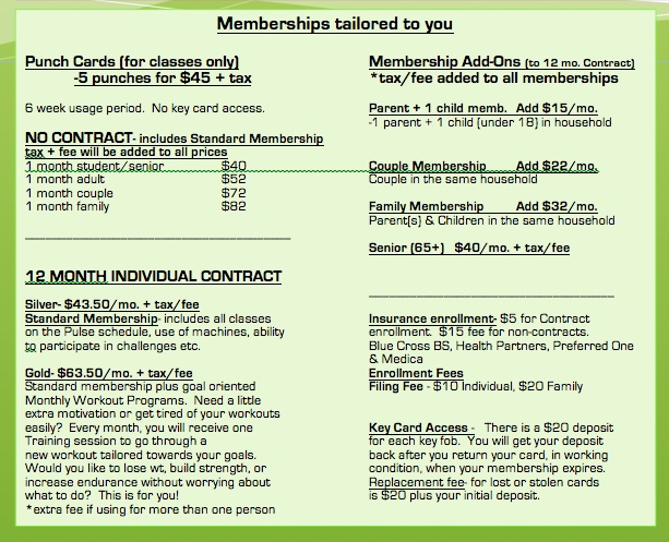 memberships the pulse fitness workout contract
